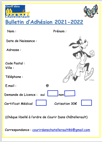 Bulletin d'adhésion 2021-2022