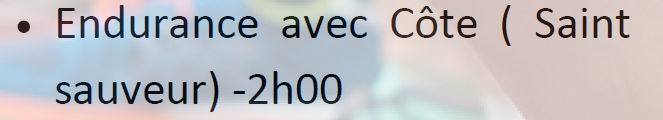 description de l'entraînement